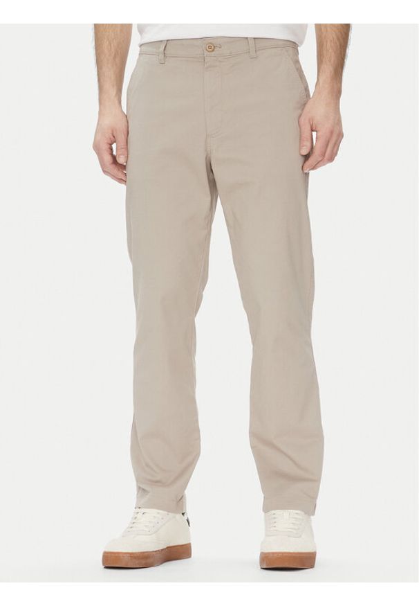 Calvin Klein Jeans Chinosy LV040EM628 Beżowy Slim Fit. Kolor: beżowy. Materiał: bawełna