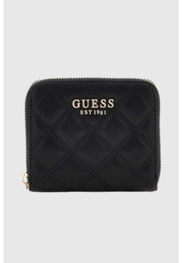 Guess - GUESS Czarny portfel damski Giully. Kolor: czarny. Materiał: skóra ekologiczna