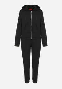 Born2be - Czarny Pikowany Komplet Dresowy z Bawełną Bluza z Kapturem i Spodnie Joggery Evalisseia. Kolor: czarny. Materiał: bawełna, dresówka #6