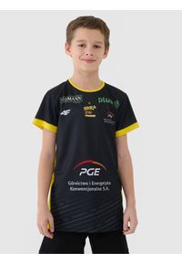4f - 4F Koszulka meczowa replika wyjazdowa z sezonu 2024/25 dziecięca 4F x PGE GiEK Skra Bełchatów - multikolor 134/140 (8-10 lat). Kolor: wielokolorowy. Materiał: dzianina, włókno, materiał, syntetyk. Wzór: gładki, ze splotem. Sezon: lato. Styl: klasyczny, sportowy