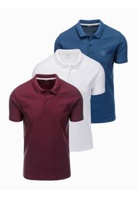 Ombre Clothing - Zestaw koszulek męskich polo z dzianiny pique 3-pak - mix V2 Z28 - XXL. Okazja: na co dzień. Typ kołnierza: polo. Kolor: czerwony. Materiał: dzianina. Wzór: haft, aplikacja. Sezon: lato, wiosna. Styl: sportowy, casual, wizytowy, klasyczny #1