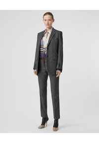 Burberry - BURBERRY - Tweedowe spodnie z wełny. Kolor: szary. Materiał: wełna. Styl: elegancki