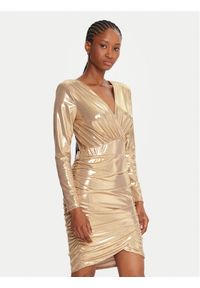 Fracomina Sukienka koktajlowa FQ25WD1006W59501 Złoty Slim Fit. Kolor: złoty. Materiał: syntetyk. Styl: wizytowy