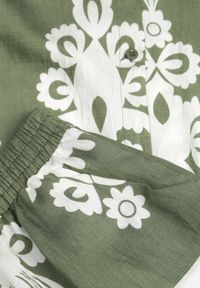 Born2be - Ciemnozielony Komplet w Stylu Rustykalnym Koszula i Szorty Tosmire. Kolor: zielony. Materiał: wiskoza, tkanina #7