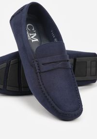 Born2be - Granatowe Półbuty Mokasyny z Imitacji Zamszu Sewelka. Okazja: na co dzień. Kolor: niebieski. Materiał: zamsz. Styl: klasyczny, casual, elegancki #3