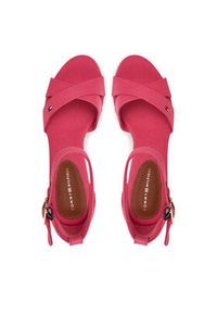 TOMMY HILFIGER - Tommy Hilfiger Sandały Flag High Wedge Espad Crisscross FW0FW08661 Różowy. Kolor: różowy. Materiał: materiał #3