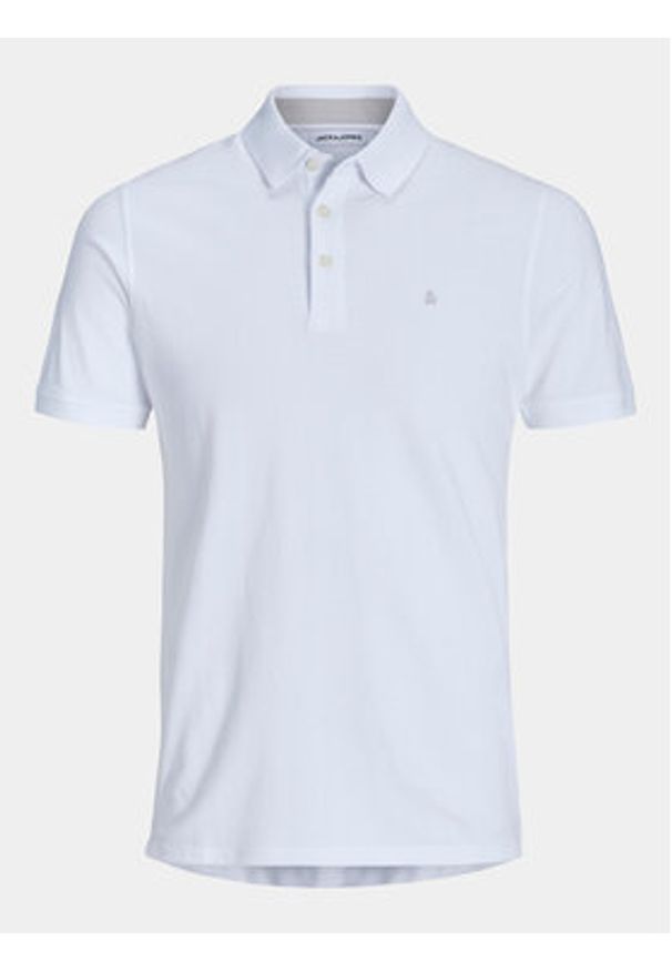Jack & Jones - Jack&Jones Polo Paulos 12136668 Biały Slim Fit. Typ kołnierza: polo. Kolor: biały. Materiał: bawełna