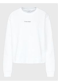 Calvin Klein Curve Bluza Inclu Micro Logo K20K205472 Biały Regular Fit. Kolor: biały. Materiał: bawełna, syntetyk