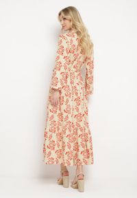 Born2be - Jasnobeżowa Koszulowa Sukienka z Podwijanymi Rękawami Zapinana na Guziki z Paskiem w Pasie Illnara. Okazja: na co dzień. Kolor: beżowy. Długość rękawa: długi rękaw. Typ sukienki: koszulowe. Styl: elegancki, casual, klasyczny #7