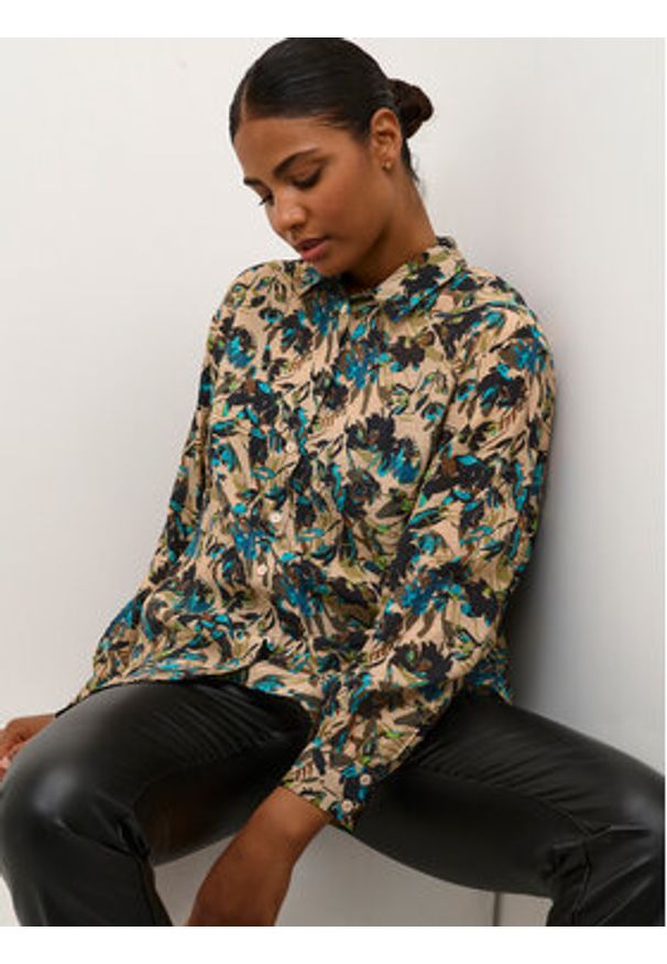 Kaffe Koszula Olga 10507642 Kolorowy Regular Fit. Kolor: beżowy. Materiał: syntetyk. Wzór: kolorowy