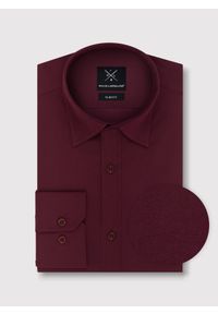 Pako Lorente - PAKO LORENTE – Bordowa gładka koszula męska. Okazja: na wesele, na ślub cywilny. Kolor: czerwony, niebieski, zielony. Materiał: bawełna, elastan. Długość: długie. Wzór: gładki. Styl: elegancki #1