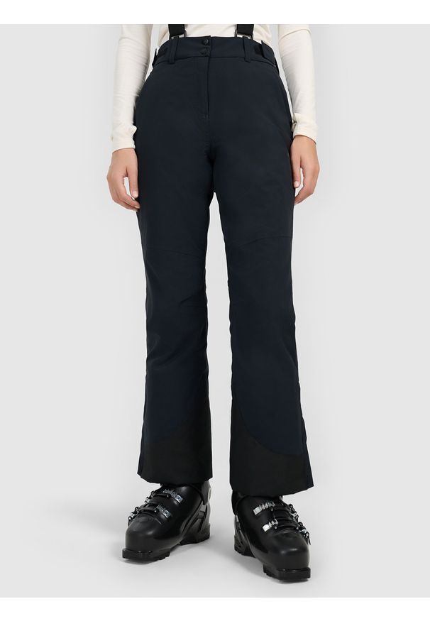 4f - 4F Spodnie narciarskie membrana 10000 damskie - czarne L. Stan: podwyższony. Kolor: czarny. Materiał: materiał. Wzór: gładki. Sezon: zima. Sport: narciarstwo