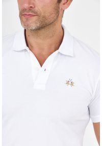 La Martina - LA MARTINA Biała koszulka polo z małym logo. Typ kołnierza: polo. Kolor: biały