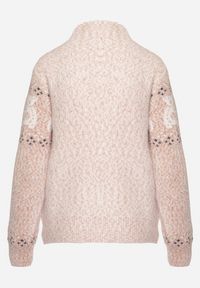 Born2be - Ciemnoróżowy Sweter z Wełną w Misiowy Wzór ze Ściągaczami Dorizelle. Okazja: na co dzień. Kolor: różowy. Materiał: wełna. Styl: klasyczny, casual #4