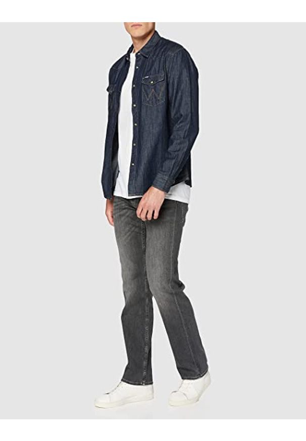 Wrangler - WRANGLER DENIM WESTERN SHIRT MĘSKA KOSZULA JEANSOWA DARK INDIGO W5M12AX1E 112130200. Materiał: denim, jeans