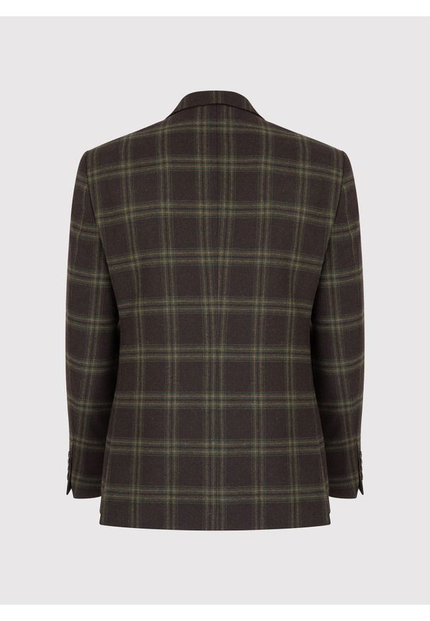 Pako Lorente - PAKO LORENTE – Brązowa marynarka męska w kratę. Okazja: na co dzień. Kolor: brązowy. Materiał: wełna. Styl: casual