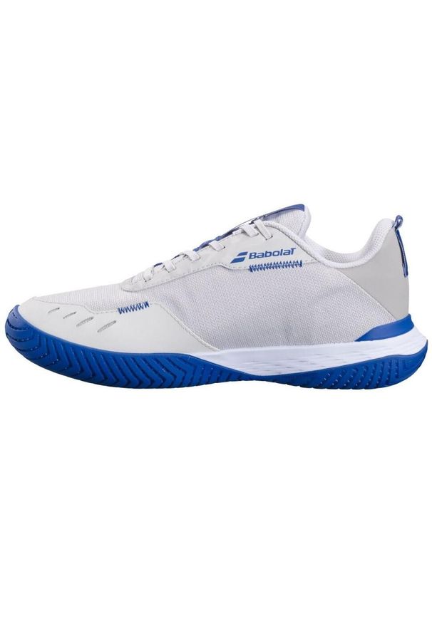 Buty tenisowe męskie Babolat SFX EVO All Court. Kolor: beżowy, niebieski, wielokolorowy. Sport: tenis