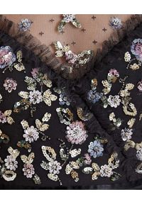 NEEDLE & THREAD - Czarna sukienka midi Shimmer Ditsy. Kolor: czarny. Materiał: tiul. Wzór: aplikacja, kwiaty. Długość: midi #4