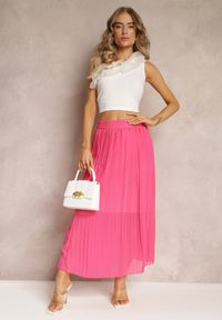 Renee - Różowa Maxi Spódnica z Plisami i Gumką w Talii Eiphiza. Kolor: różowy. Styl: boho #1