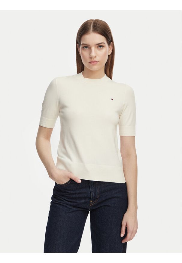 TOMMY HILFIGER - Tommy Hilfiger T-Shirt WW0WW49705 Żółty Slim Fit. Kolor: żółty. Materiał: syntetyk