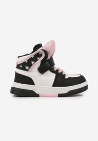 Born2be - Czarno-Różowe Skórzane Botki Sneakersy z Ociepleniem Noninor. Okazja: na imprezę, na co dzień, na uczelnię. Zapięcie: rzepy. Kolor: czarny. Materiał: skóra. Sezon: zima, jesień. Styl: klasyczny, casual, elegancki