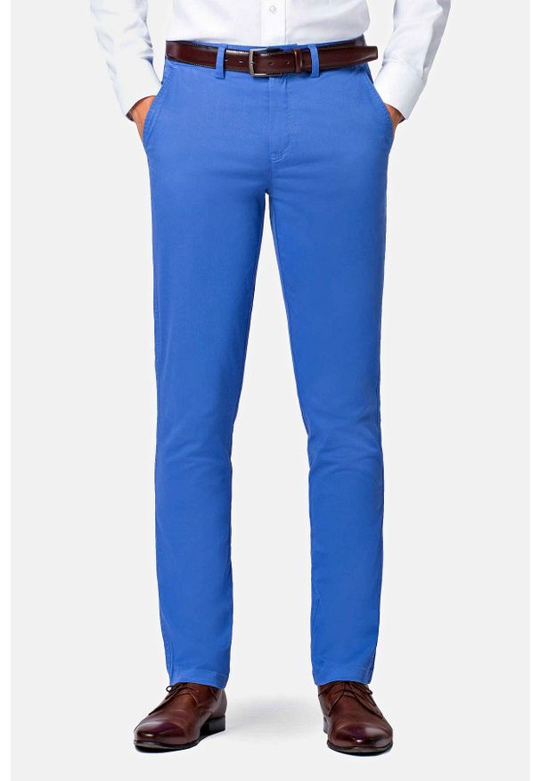 Lancerto - Spodnie Niebieskie Chino Mono II. Kolor: niebieski. Materiał: elastan, bawełna