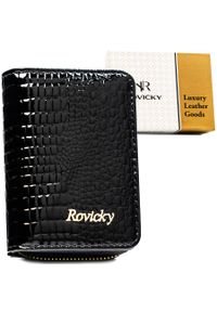 ROVICKY - Skórzany portfel damski w czarnym kolorze zamykany suwakiem i zatrzaskiem RH-33-1-RS Rovicky. Kolor: czarny. Materiał: skóra #1