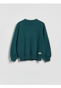 Reserved - Bawełniany sweter oversize - morski. Kolor: morski. Materiał: bawełna #1
