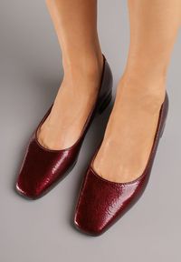 Renee - Bordowe Czółenka Lakierowane Vices z Wkładką ze Skóry Naturalnej Naliorelle. Okazja: na co dzień. Kolor: czerwony. Materiał: skóra, lakier. Styl: casual, elegancki #6