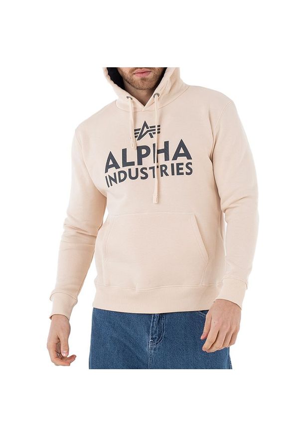 Bluza Alpha Industries Foam Print Hoodie 143302578 - beżowa. Typ kołnierza: kaptur. Kolor: beżowy. Materiał: bawełna, poliester. Wzór: nadruk. Styl: sportowy, klasyczny