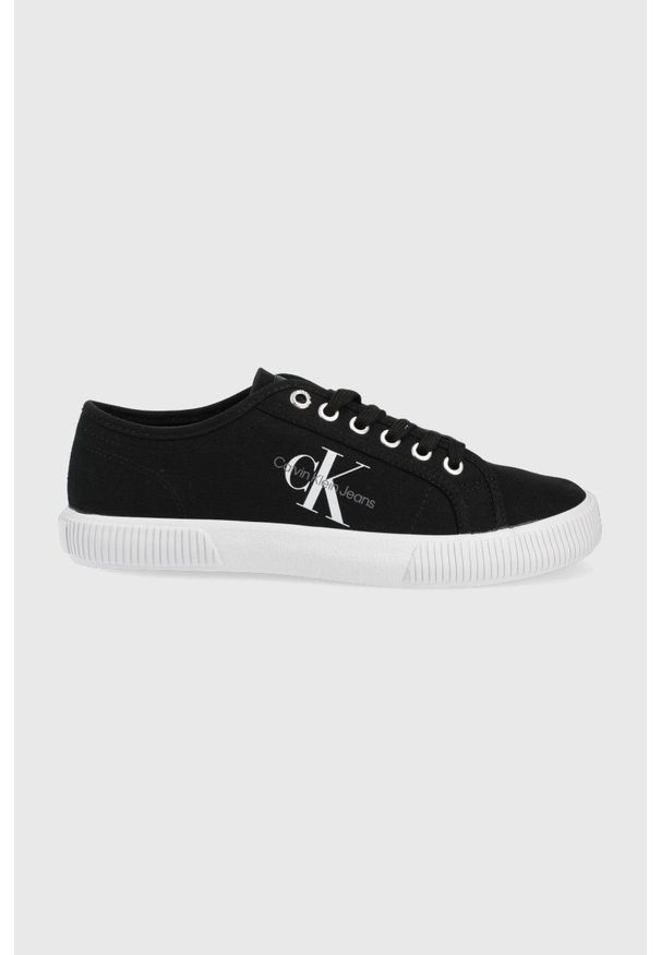 Calvin Klein Jeans tenisówki YW0YW00482.BDS damskie kolor czarny. Nosek buta: okrągły. Zapięcie: sznurówki. Kolor: czarny. Materiał: materiał, guma, włókno