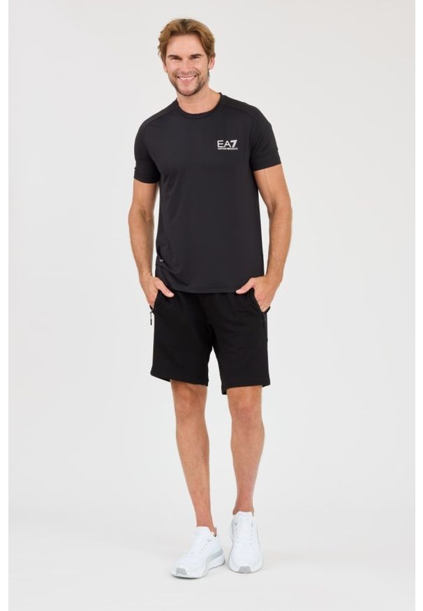 EA7 Emporio Armani - EA7 Czarny męski t-shirt Ventus 7, Rozmiar L. Kolor: czarny