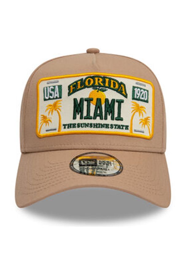 New Era Czapka z daszkiem Miami License Plate 9FORTY A-Frame 60595462 Beżowy. Kolor: beżowy. Materiał: materiał, bawełna