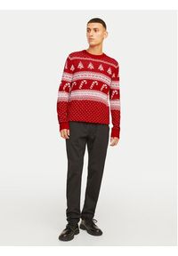 Jack & Jones Sweter Xmas Gabriel 12266118 Czerwony Regular Fit. Kolor: czerwony. Materiał: syntetyk #4