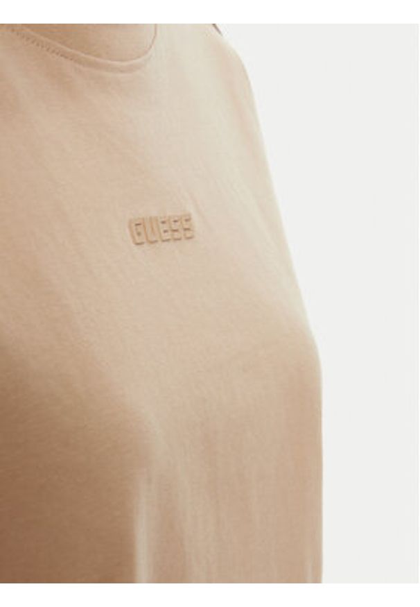Guess T-Shirt V3RI08 I3Z14 Beżowy Regular Fit. Kolor: beżowy. Materiał: bawełna