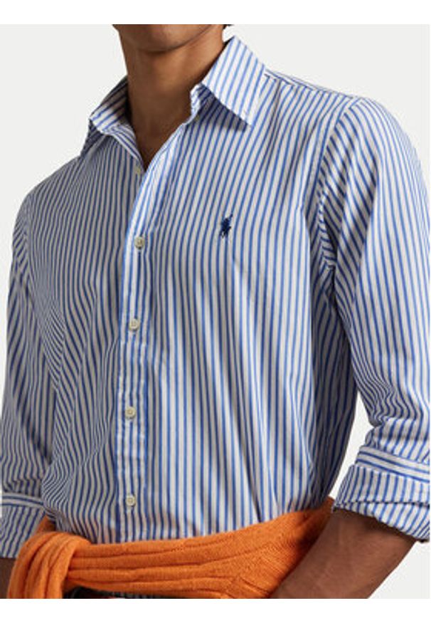 Polo Ralph Lauren Koszula 710B15595008 Niebieski Custom Fit. Typ kołnierza: polo. Kolor: niebieski. Materiał: bawełna