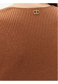 TwinSet - TWINSET Sukienka dzianinowa 232TT3272 Brązowy Slim Fit. Kolor: brązowy. Materiał: wiskoza