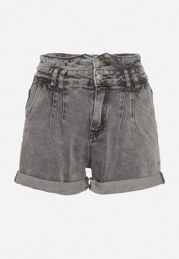 Born2be - Szare Jeansowe Szorty z Bawełny z Podwyższonym Stanem Nemorea. Stan: podwyższony. Kolor: szary. Materiał: jeans, bawełna. Sezon: lato