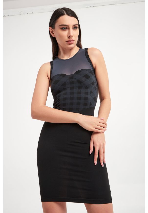 Wolford - Sukienka WOLFORD. Materiał: tkanina. Długość rękawa: bez rękawów. Wzór: kratka. Typ sukienki: dopasowane