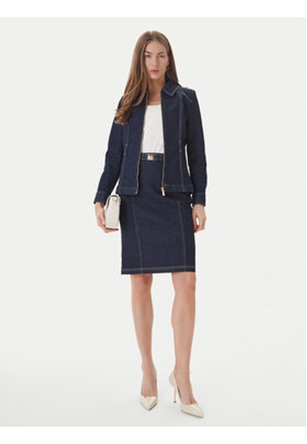 Luisa Spagnoli Spódnica jeansowa Tennista 542818 Granatowy Slim Fit. Kolor: niebieski. Materiał: bawełna