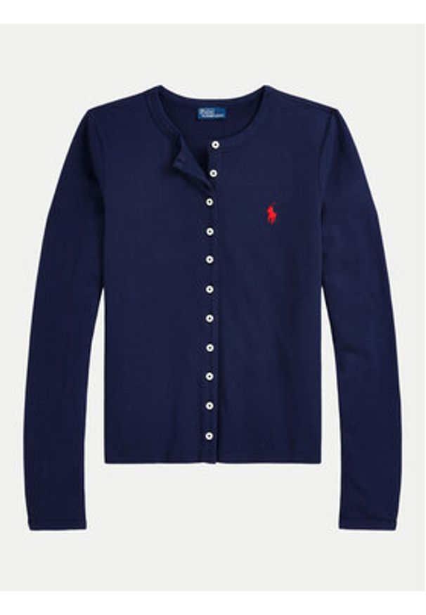 Polo Ralph Lauren Kardigan 211941175003 Granatowy Slim Fit. Typ kołnierza: polo. Kolor: niebieski. Materiał: bawełna