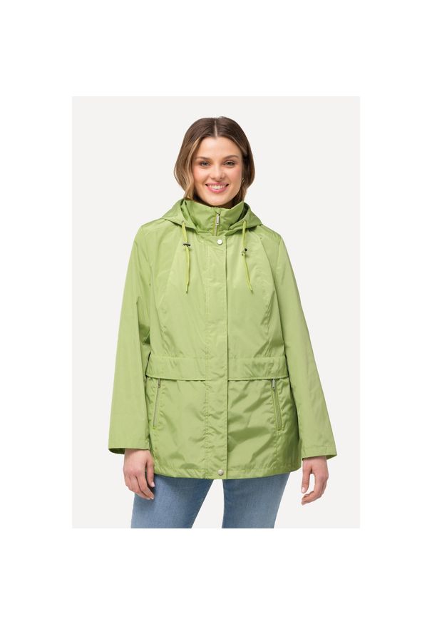 ULLA POPKEN - Damskie Kurtka przeciwwiatrowa HYPRAR hydrofobowa kaptur. Kolekcja: plus size. Kolor: zielony, żółty, wielokolorowy. Materiał: poliester, materiał. Sport: turystyka piesza