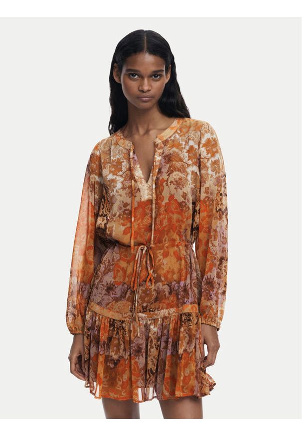 Desigual Sukienka codzienna Bohoshort 25WWVW18 Pomarańczowy Relaxed Fit. Okazja: na co dzień. Kolor: pomarańczowy. Materiał: syntetyk. Typ sukienki: proste. Styl: casual