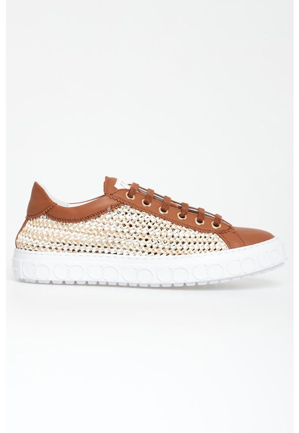 Sneakersy damskie skórzane Oslo CESARE CASADEI. Materiał: skóra