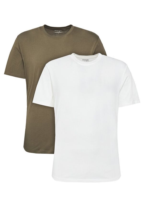 Wrangler Komplet 2 t-shirtów 112321466 Zielony Regular Fit. Kolor: zielony. Materiał: bawełna