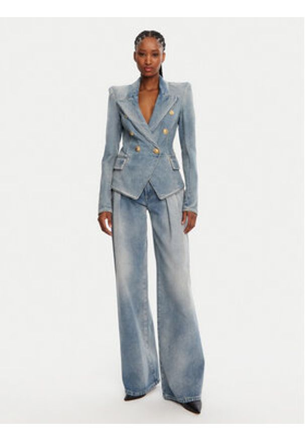 Balmain Marynarka DF0SI509DF17 Niebieski Regular Fit. Kolor: niebieski. Materiał: bawełna