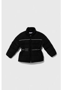 Calvin Klein Jeans kurtka dziecięca kolor czarny. Okazja: na co dzień. Kolor: czarny. Materiał: poliester. Styl: casual