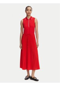 TOMMY HILFIGER - Tommy Hilfiger Sukienka codzienna 1985 Pleated WW0WW49621 Czerwony Regular Fit. Okazja: na co dzień. Kolor: czerwony. Materiał: syntetyk. Typ sukienki: proste. Styl: casual #1
