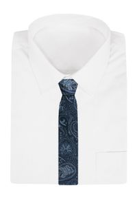 Klasyczny Krawat Męski - Chattier - Granat i Niebieski, Wzór Orientalny. Kolor: niebieski. Materiał: tkanina. Styl: klasyczny
