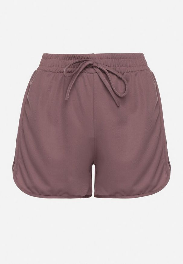 Born2be - Ciemnofioletowe Szorty z Gumką w Pasie i Ozdobnym Sznurkiem Milarisa. Okazja: na co dzień. Kolor: fioletowy. Styl: klasyczny, elegancki, casual